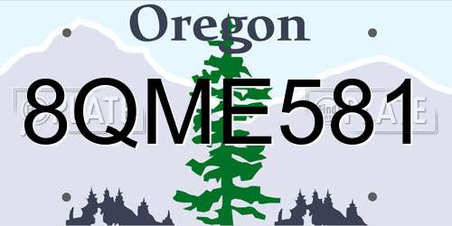 8QME581 Oregon License Plate