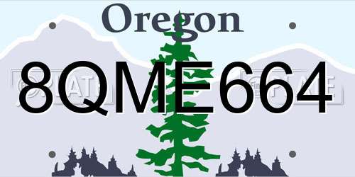 8QME664 Oregon License Plate