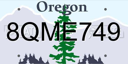 8QME749 Oregon License Plate