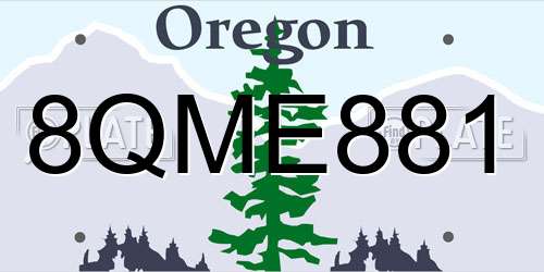 8QME881 Oregon License Plate