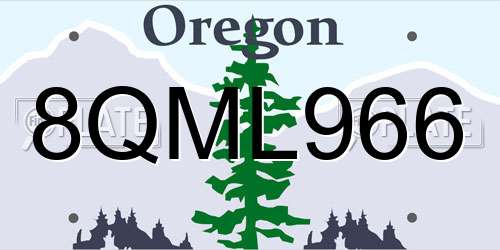 8QML966 Oregon License Plate