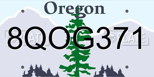 8QOG371 Oregon License Plate