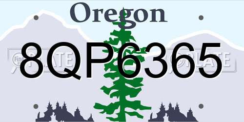 8QP6365 Oregon License Plate