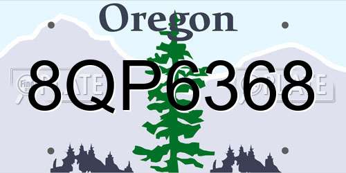 8QP6368 Oregon License Plate