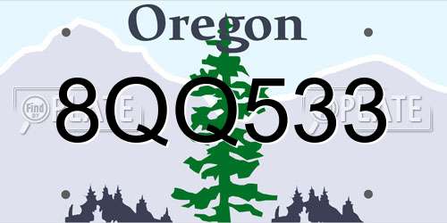 8QQ533 Oregon License Plate