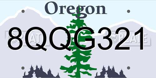 8QQG321 Oregon License Plate