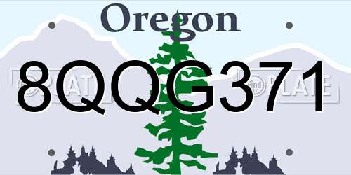 8QQG371 Oregon License Plate