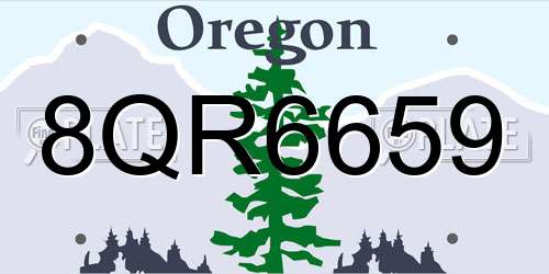 8QR6659 Oregon License Plate