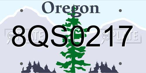 8QS0217 Oregon License Plate