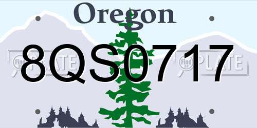 8QS0717 Oregon License Plate