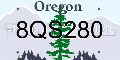 8QS280 Oregon License Plate