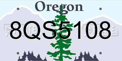 8QS5108 Oregon License Plate