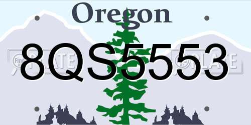 8QS5553 Oregon License Plate
