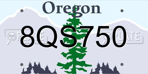 8QS750 Oregon License Plate