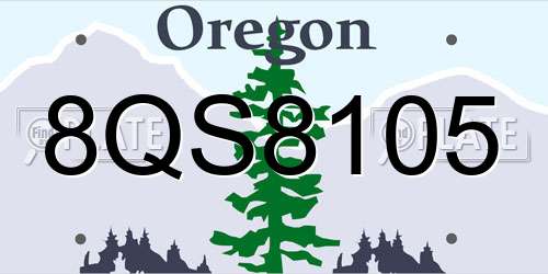 8QS8105 Oregon License Plate