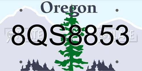 8QS8853 Oregon License Plate