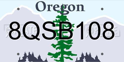 8QSB108 Oregon License Plate