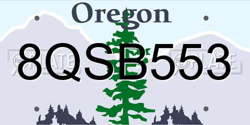 8QSB553 Oregon License Plate