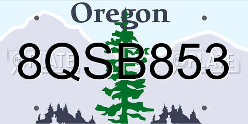 8QSB853 Oregon License Plate