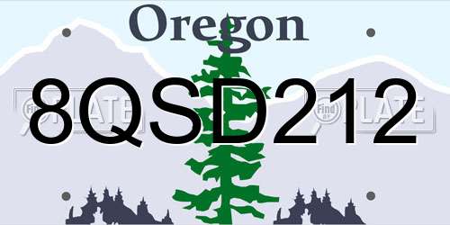 8QSD212 Oregon License Plate