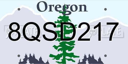 8QSD217 Oregon License Plate