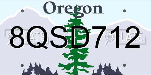8QSD712 Oregon License Plate