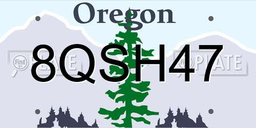 8QSH47 Oregon License Plate