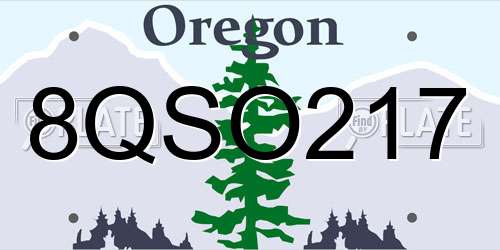 8QSO217 Oregon License Plate