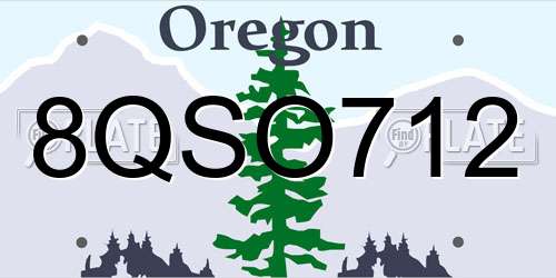 8QSO712 Oregon License Plate