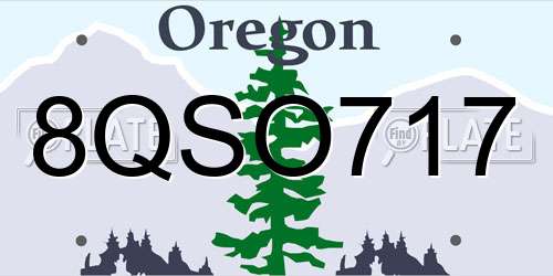 8QSO717 Oregon License Plate