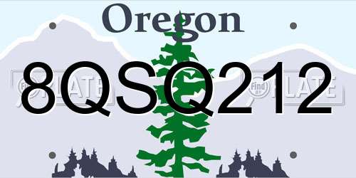 8QSQ212 Oregon License Plate