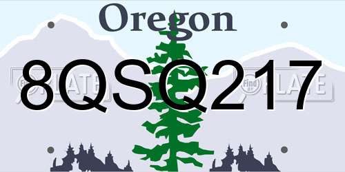 8QSQ217 Oregon License Plate