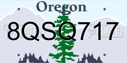 8QSQ717 Oregon License Plate