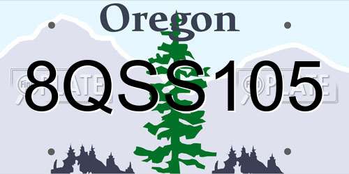 8QSS105 Oregon License Plate
