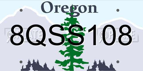 8QSS108 Oregon License Plate