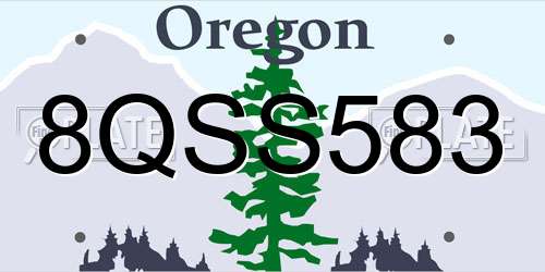 8QSS583 Oregon License Plate