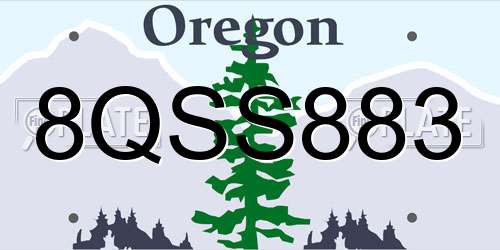 8QSS883 Oregon License Plate