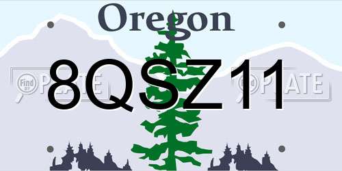 8QSZ11 Oregon License Plate