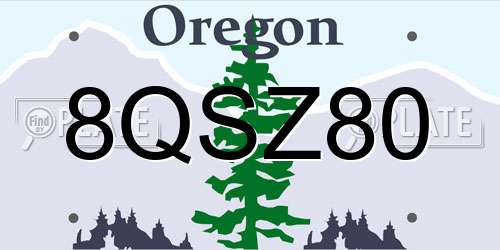 8QSZ80 Oregon License Plate