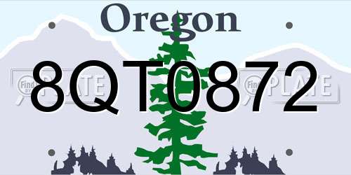 8QT0872 Oregon License Plate