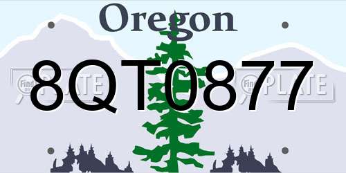 8QT0877 Oregon License Plate