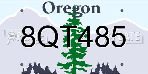 8QT485 Oregon License Plate