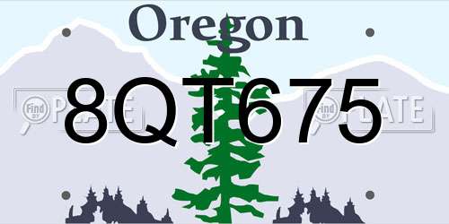 8QT675 Oregon License Plate