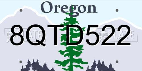 8QTD522 Oregon License Plate
