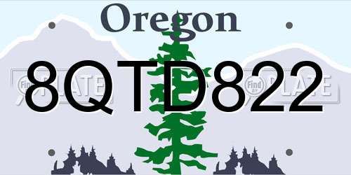 8QTD822 Oregon License Plate