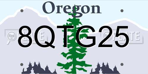 8QTG25 Oregon License Plate