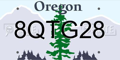 8QTG28 Oregon License Plate