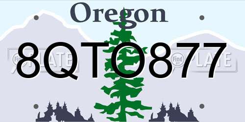 8QTO877 Oregon License Plate