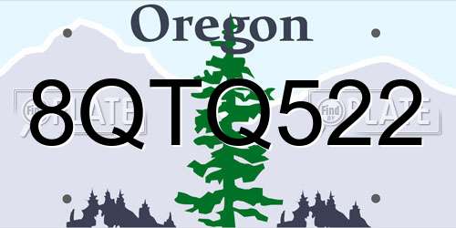 8QTQ522 Oregon License Plate