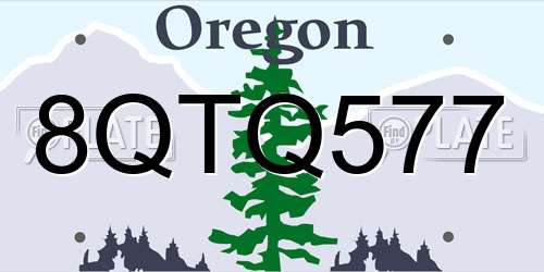 8QTQ577 Oregon License Plate